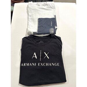 Armani Exchange mens crew neck t-shirt black white size large